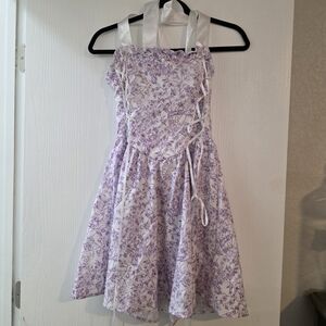 Floral Purple and White Kids Dress